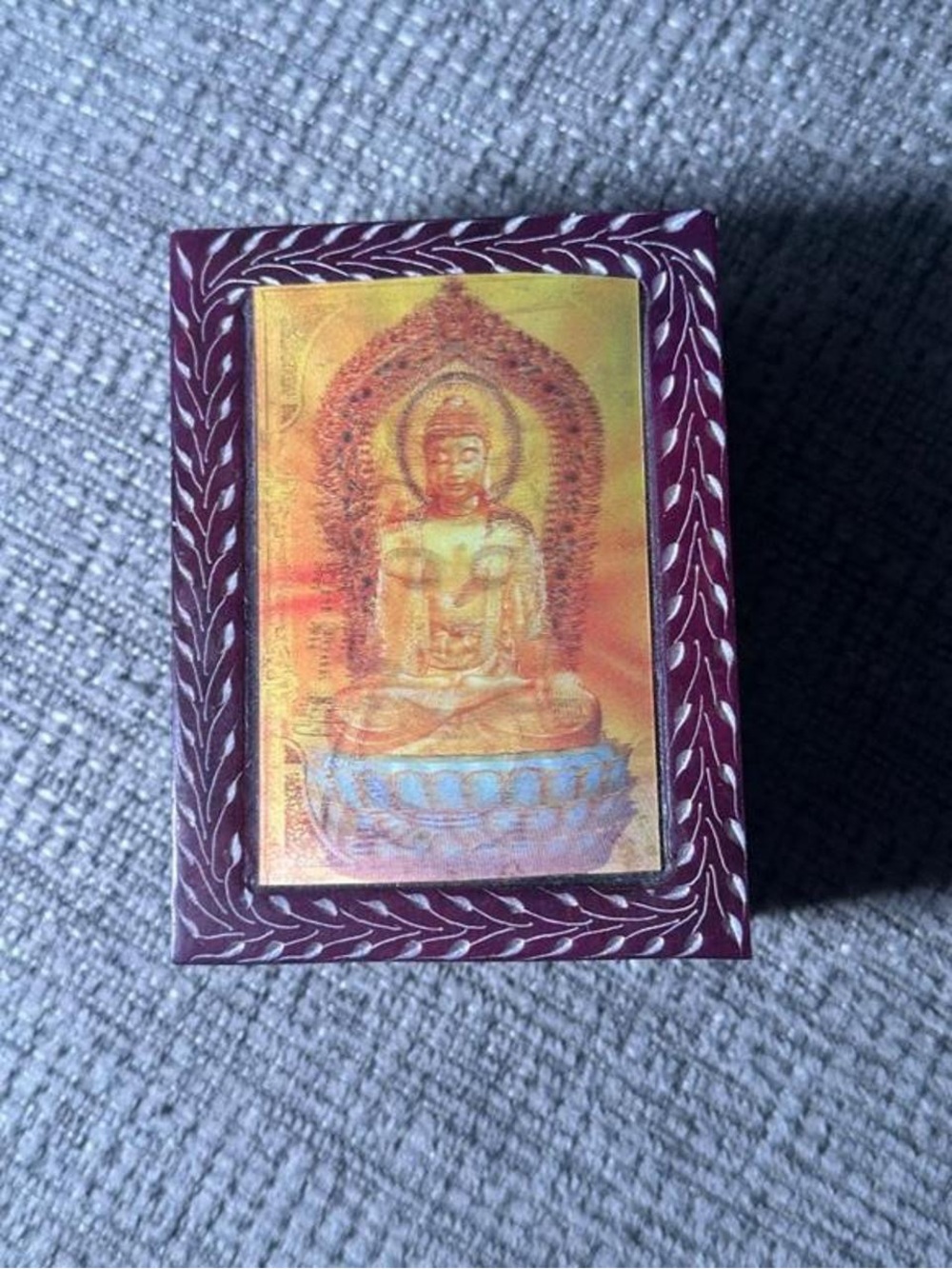 Handcrafted Purple and Gold Buddha Decorative Jewelry Box
